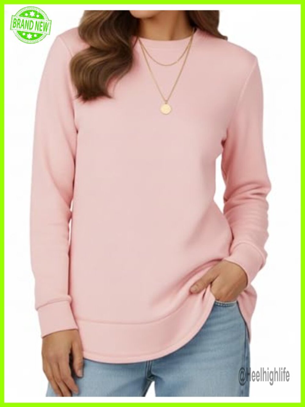 Women's Long Sleeve Crewneck Sweatshirt Loose Fit Tunic Pullover Top